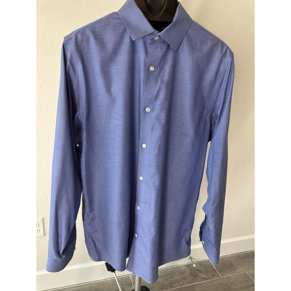 Banana Republic Shirt Mens Large Indigo Blue Camden Fit 100% Linen Button Down - Picture 1 of 4